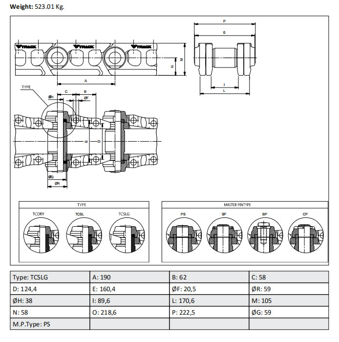 Excavator Parts for PC200-8/10 Track Link Assembly drawing
