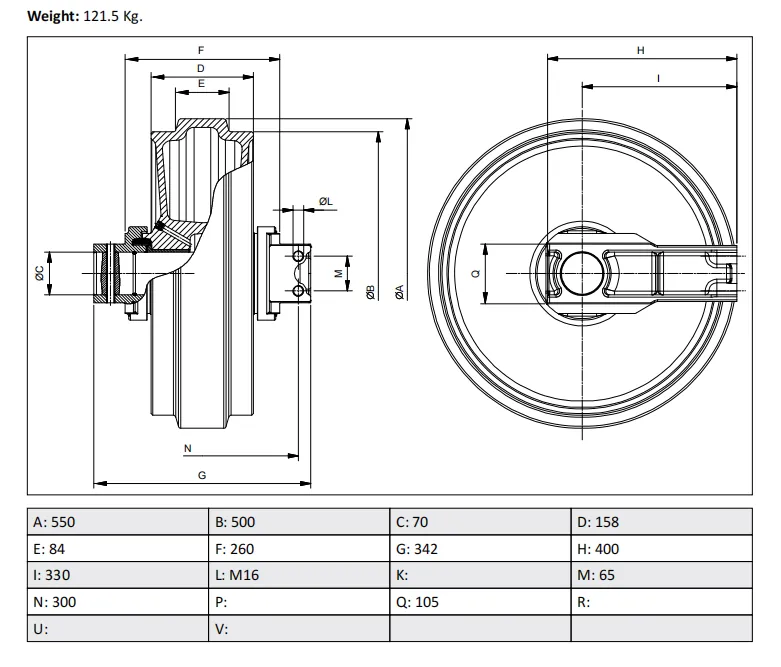 EC200 Idler and Front Idler drawing