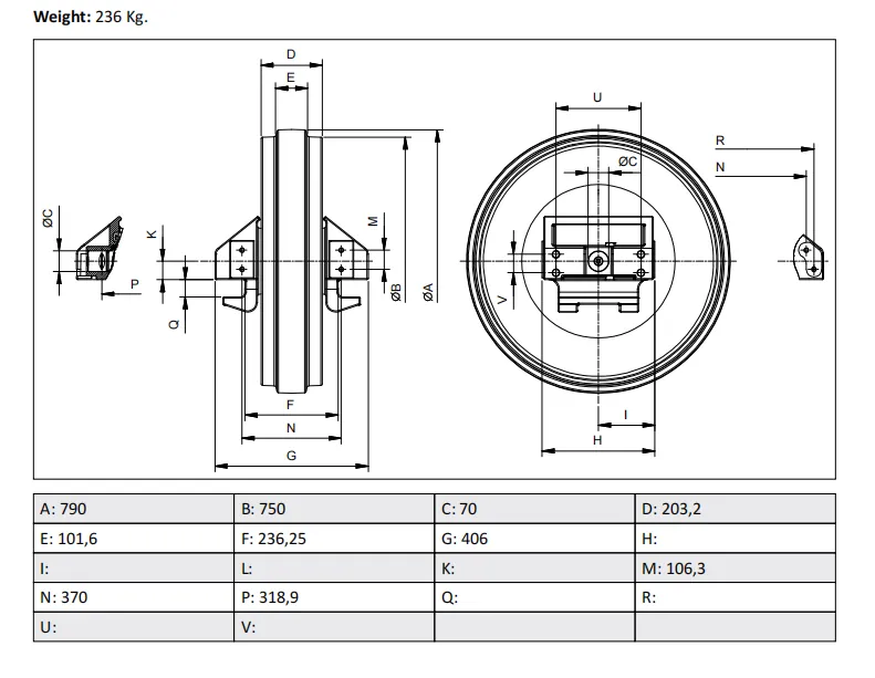 D7 Idler and Front Idler drawing