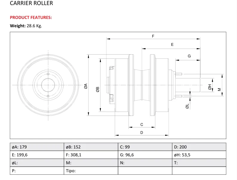 PC300-8 Carrier Roller Top Roller and Upper Roller drawing