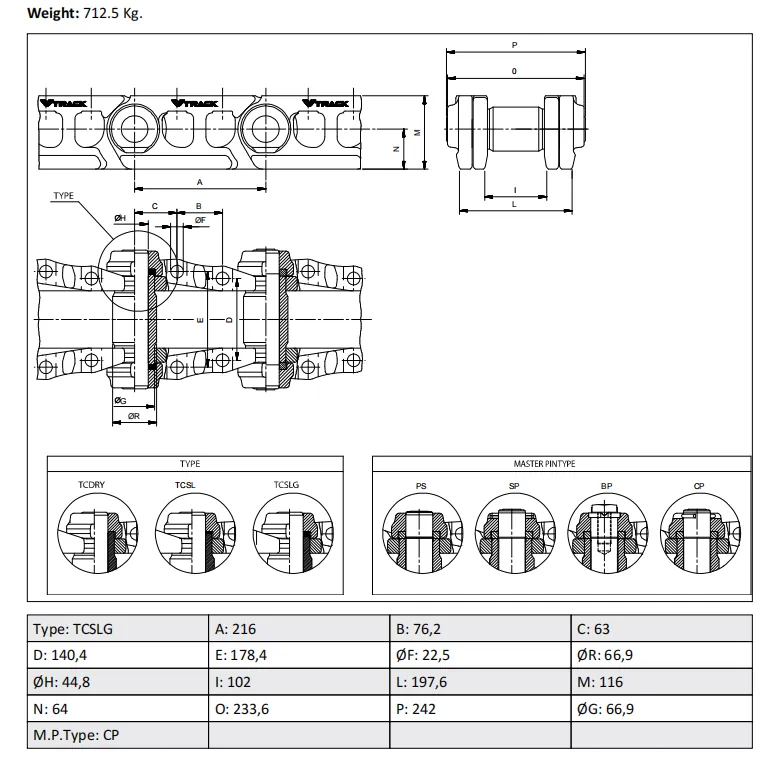 Excavator Parts for PC300-8 Track Link Assembly drawing