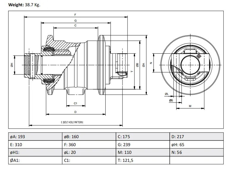 Track Roller/Bottom Roller for PC200-8/10 drawing
